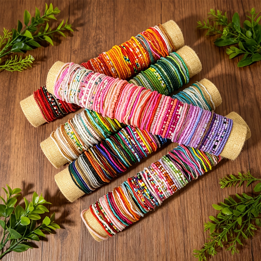 60pcs Handmade Bead Colored Bracelets, Random Styles